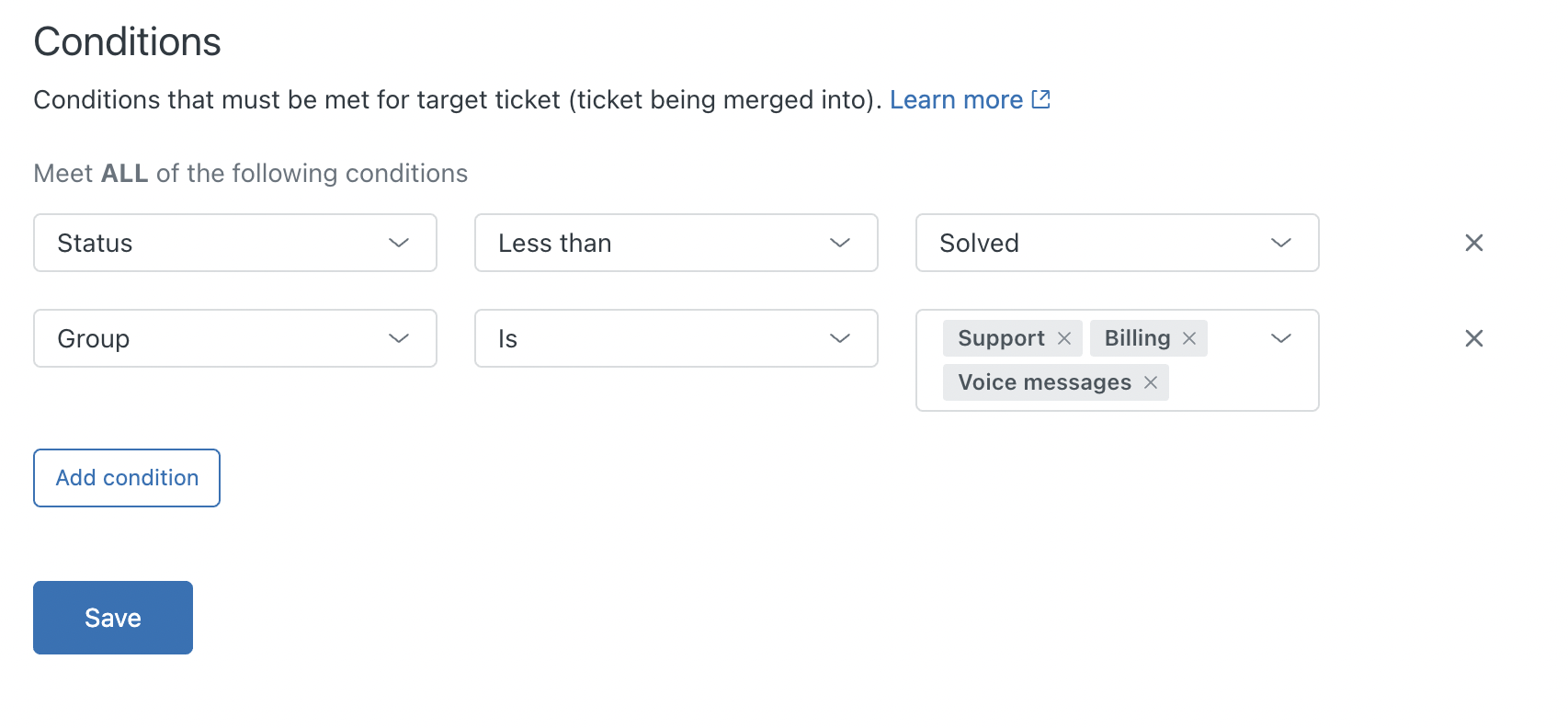 Merge rule conditions