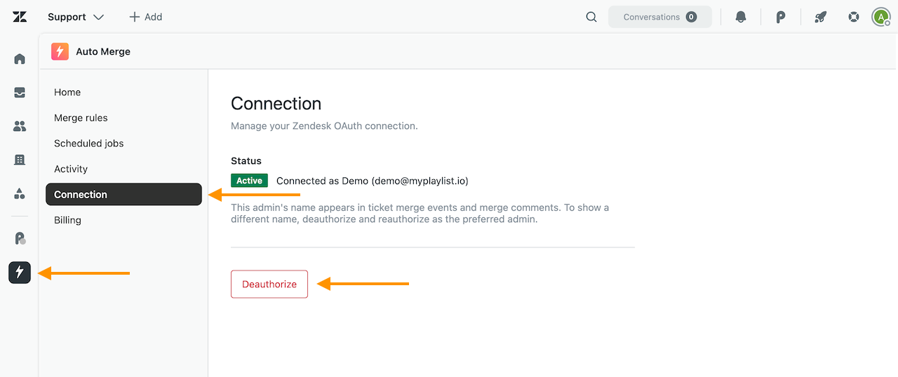 Deauthorize Auto Merge